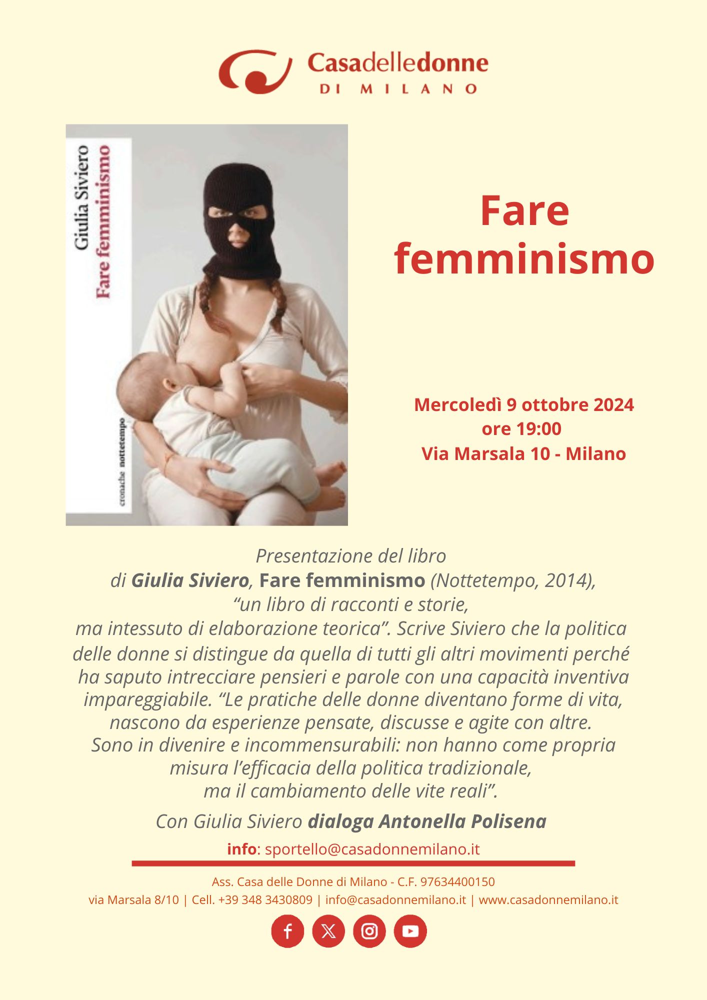 Presentazione del libro di Giulia Siviero "Fare femminismo" (ediz. Nottetempo) @ Casa delle Donne di Milano