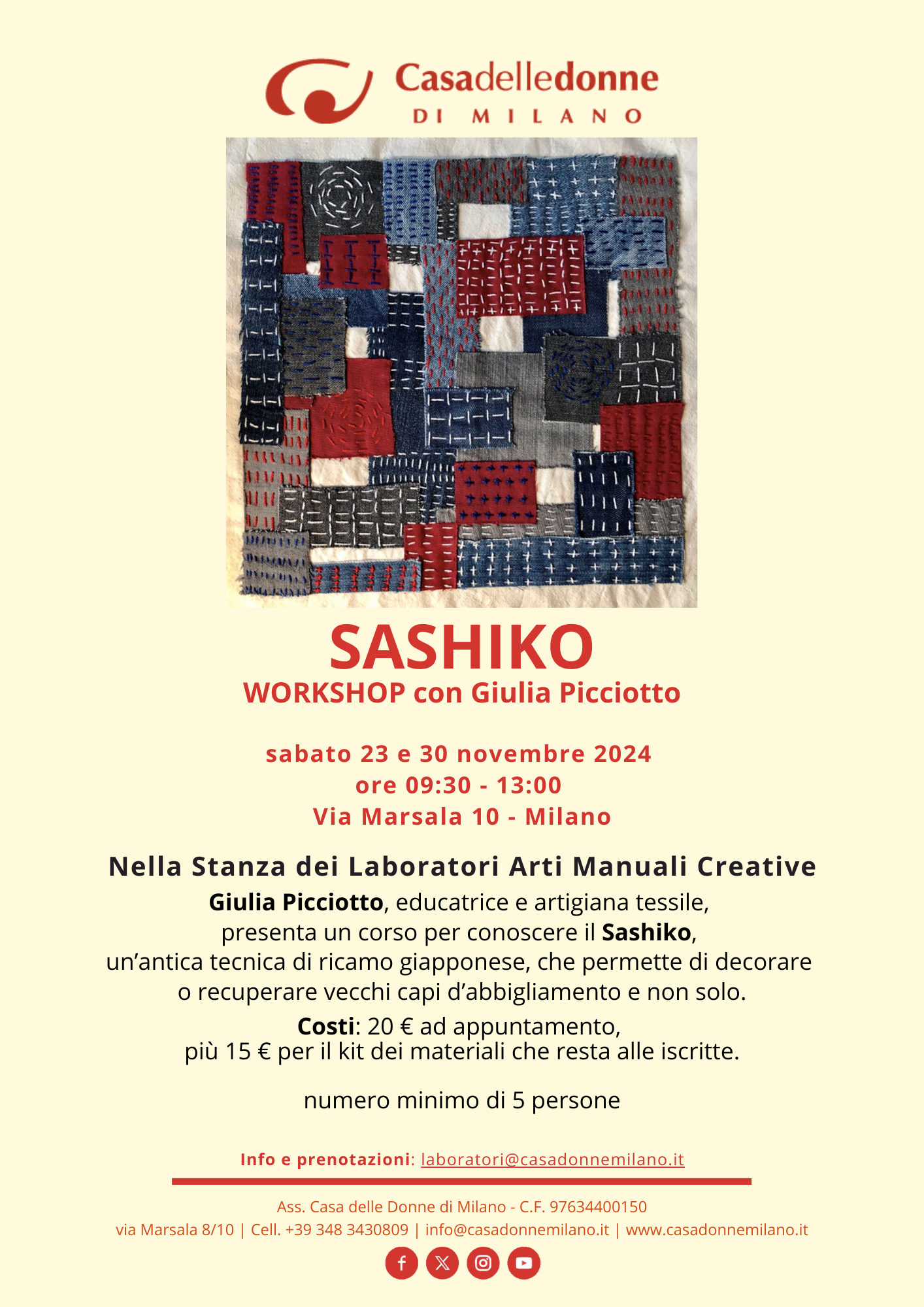 Sashiko - Workshop con Giulia Picciotto @ Casa delle Donne di Milano