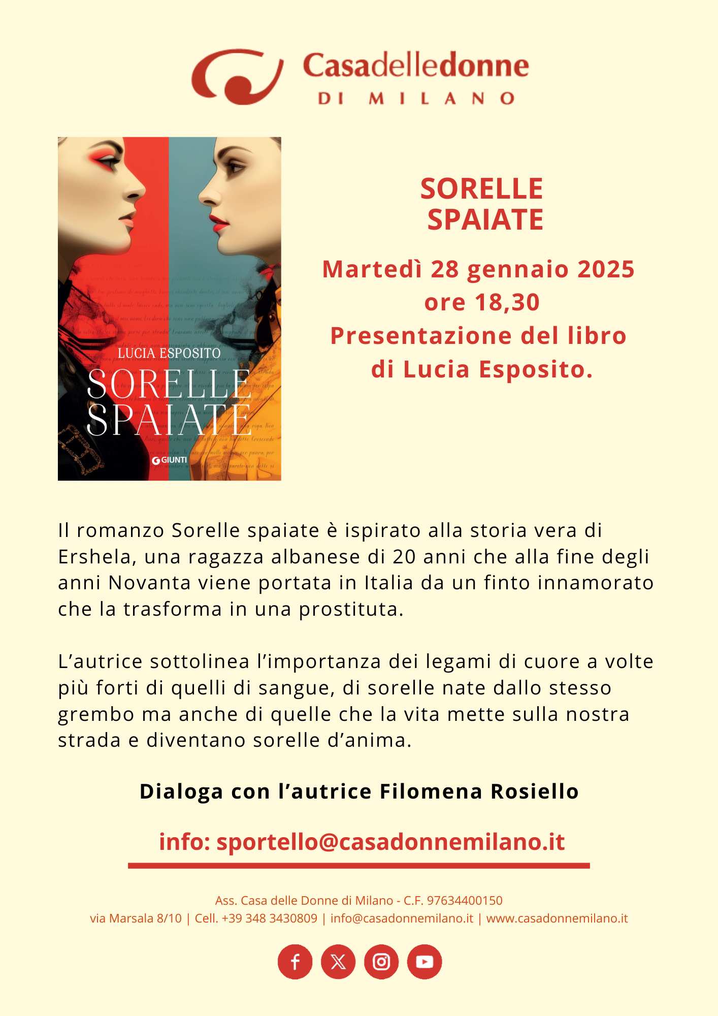 Presentazione del libro di Lucia Esposito "Sorelle spaiate" @ Casa delle Donne di Milano