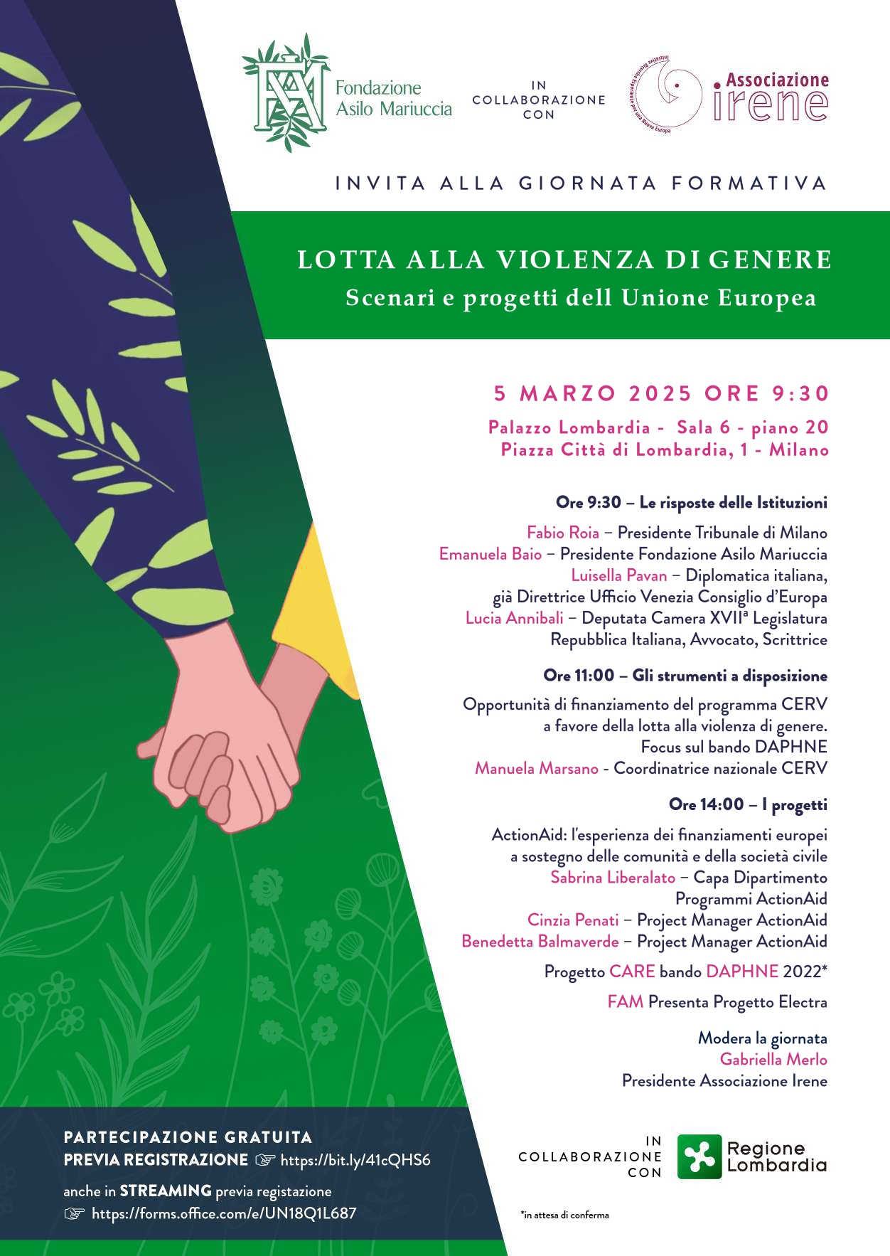 Giornata formativa "Lotta alla violenza di genere" @ Palazzo Lombardia