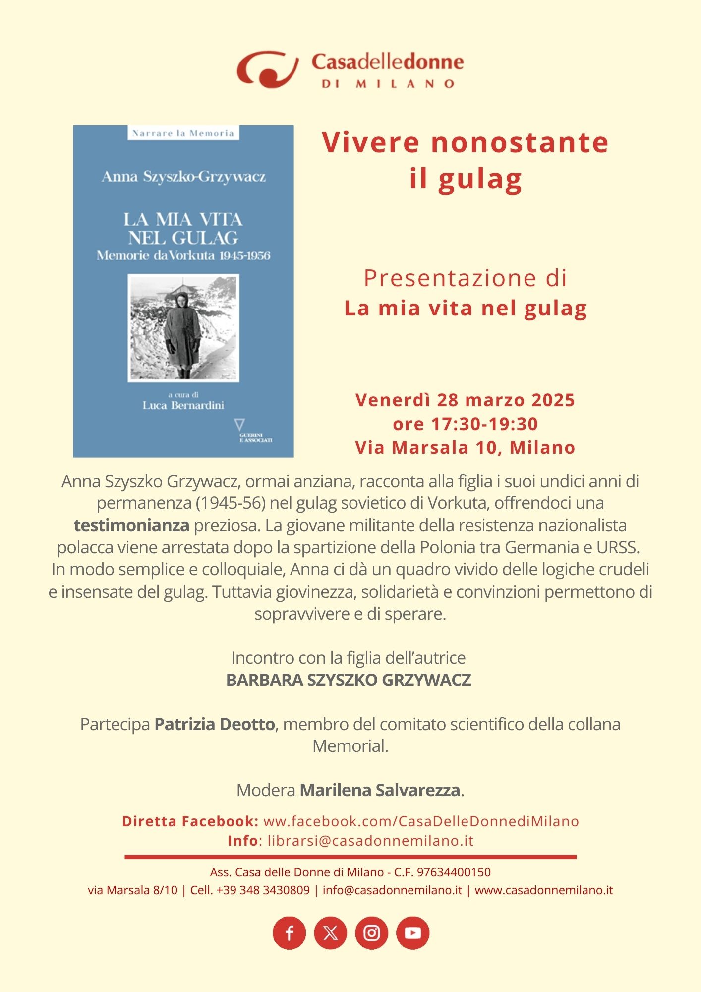 Presentazione del libro "La mia vita nel gulag. Diario da Vorkuta 1945-1956" di Anna Szyszko Grzywacz @ Casa delle Donne di Milano