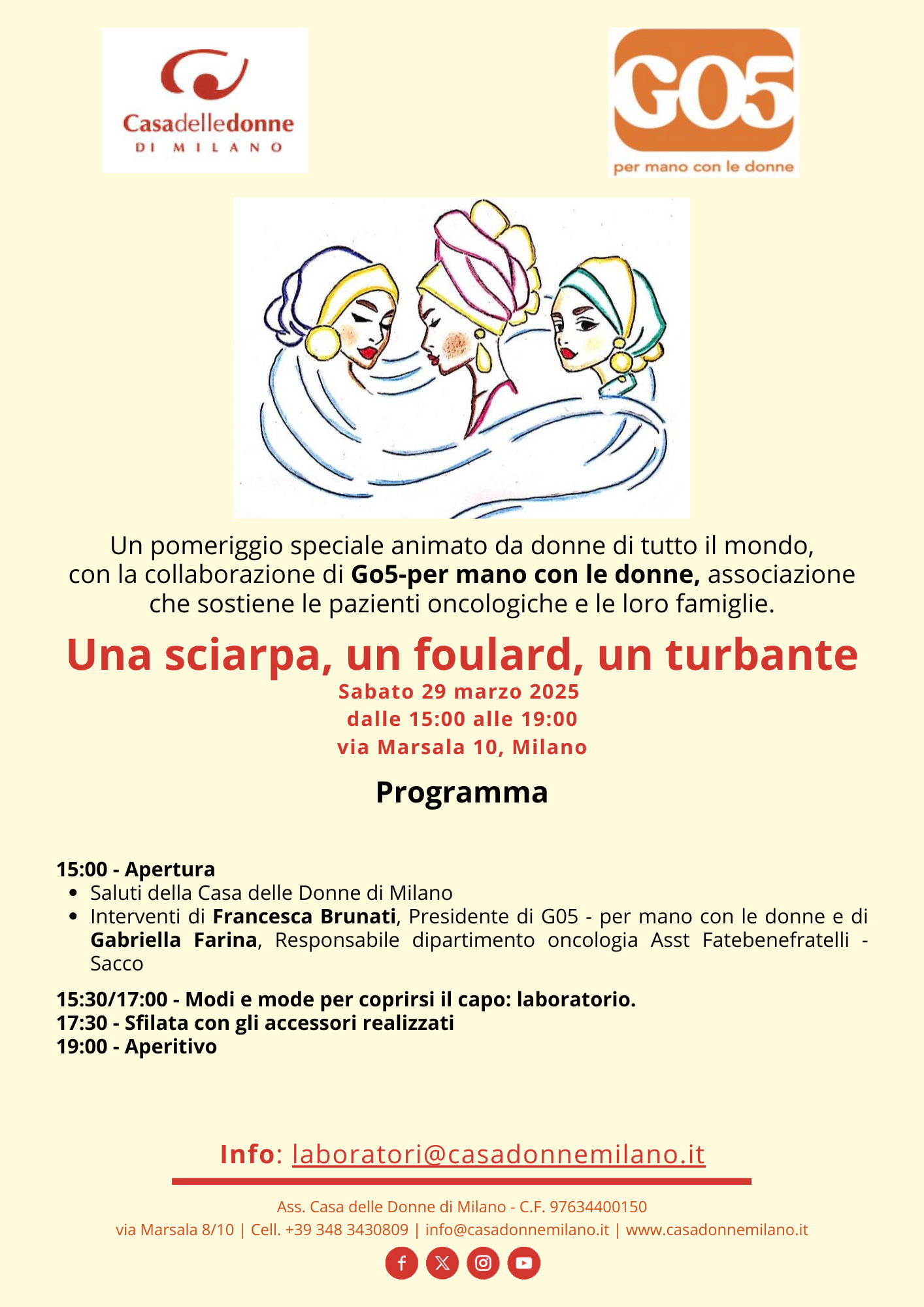 Workshop dei Laboratori delle Arti Manuali Creative: "Una sciarpa, un foulard, un turbante" @ Casa delle Donne di Milano